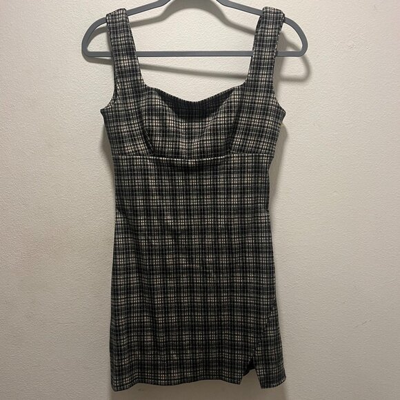Pink Lily Dark Academia Black Plaid Overall Dress Size Small - Picture 1 of 7